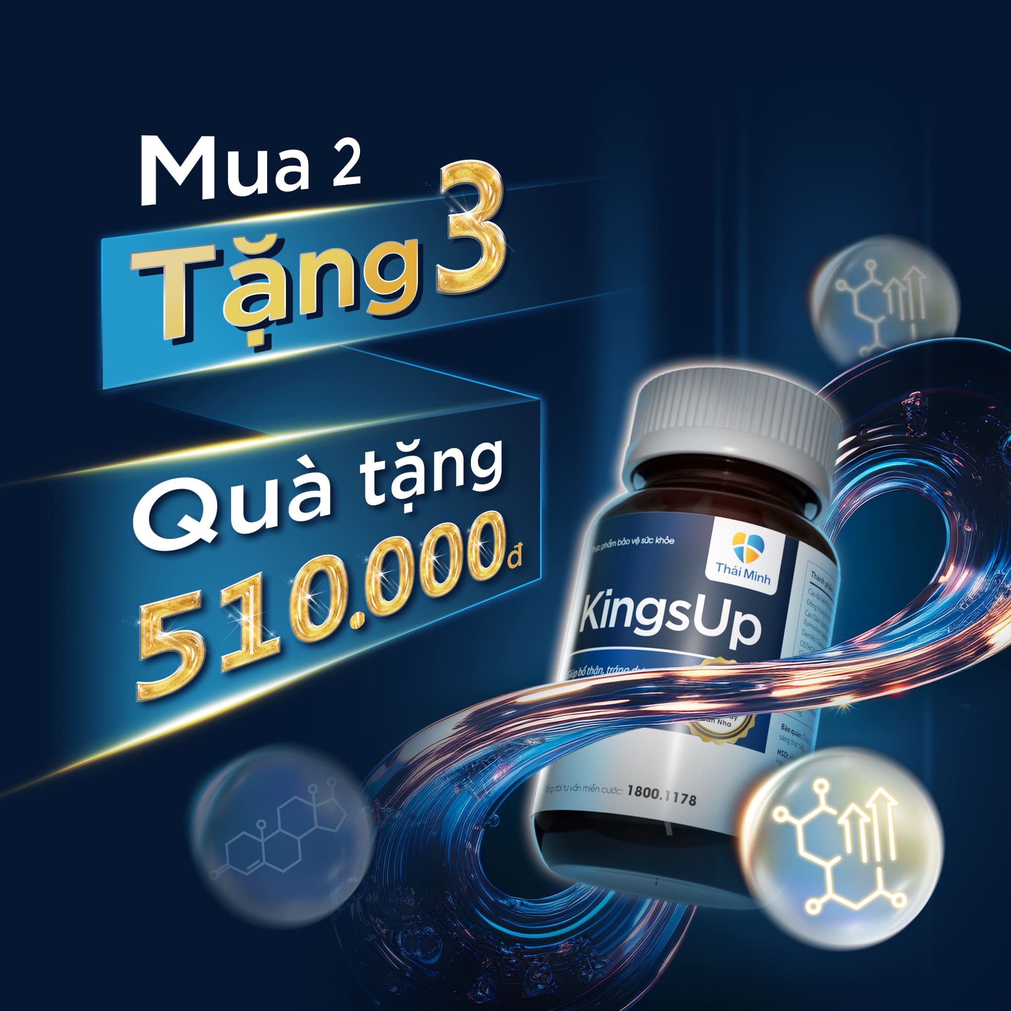 [ƯU ĐÃI KHỦNG] Mua 2 hộp KingsUp 80 viên, tặng ngay 3 hộp 15 viên. Quà tặng lên tới 510.000đ